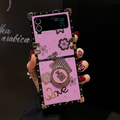 Калъф за държач за пръстени за Samsung Galaxy Z Flip 3 4 5G сгъваем капак Защитно фолио Jinsha Jade със скоба Стойка за Samsung Flip3