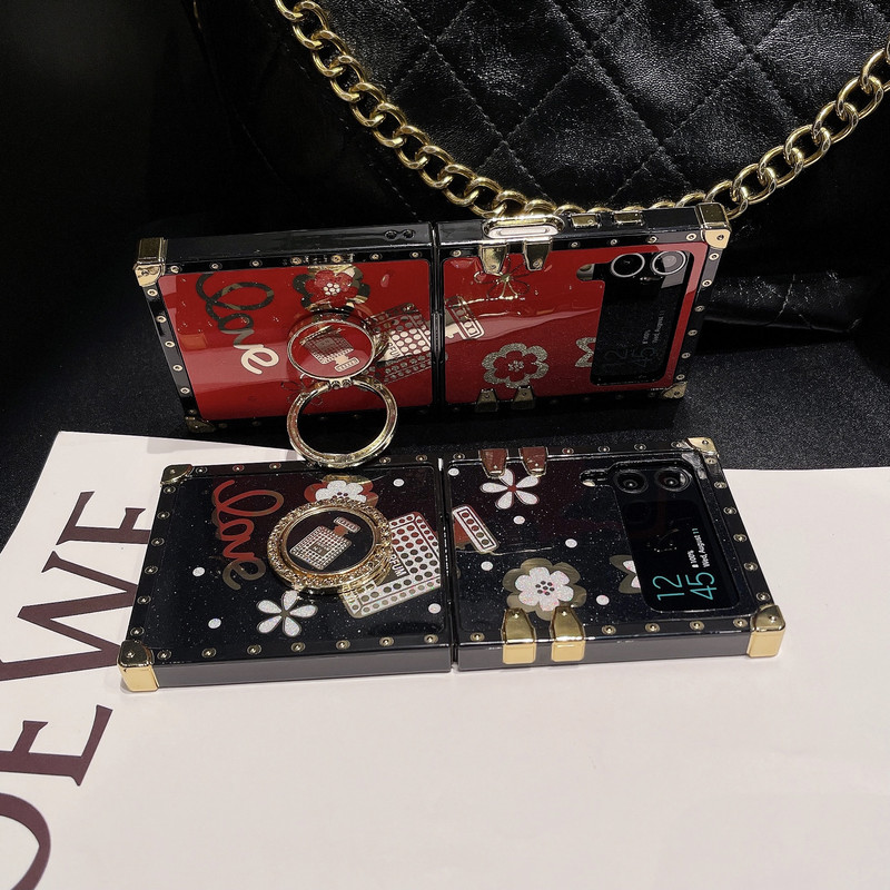 Sõrmusehoidja ümbris Samsung Galaxy Z Flip 3 4 5G kokkupandava kaanega kaitsekile Jinsha Jade kronsteiniga Samsung Flip3 jaoks