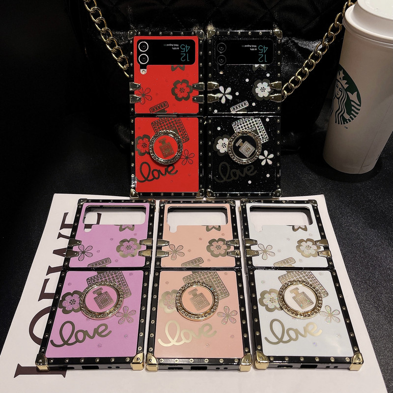 Sõrmusehoidja ümbris Samsung Galaxy Z Flip 3 4 5G kokkupandava kaanega kaitsekile Jinsha Jade kronsteiniga Samsung Flip3 jaoks