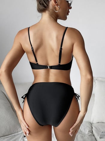 Μαύρο Push Up One Piece μαγιό Γυναικεία μαγιό Solid Hallow Out Monikini σέξι ρυθμιζόμενο κορμάκι Καλοκαιρινό μαγιό παραλίας XL