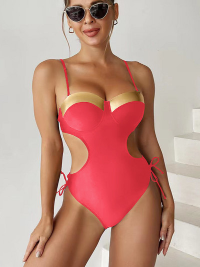 Crni Push Up jednodijelni kupaći kostim Ženski kupaći kostimi Jednobojni jednodijelni monikini, seksi podesivi bodi Ljetni kupaći kostimi za plažu XL