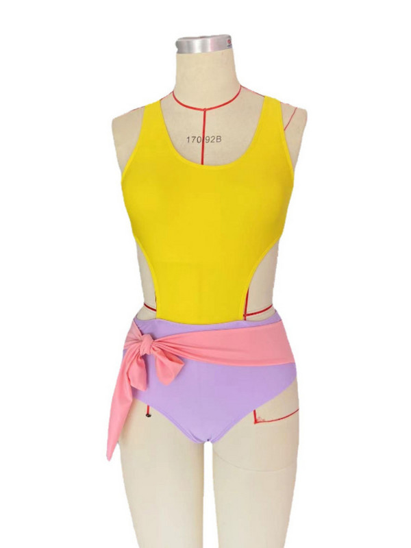 Ženski jednodijelni kupaći kostim Seksi patchwork bandage bodi Monokini kupaći kostim Kupaći kostim visokog struka 2022. Vintage ružičasta odjeća za plažu