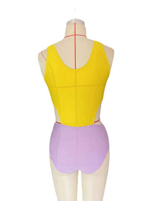 Ženski jednodijelni kupaći kostim Seksi patchwork bandage bodi Monokini kupaći kostim Kupaći kostim visokog struka 2022. Vintage ružičasta odjeća za plažu