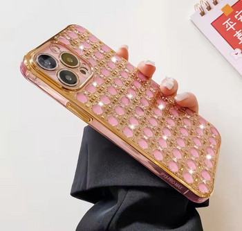 Луксозен мек силиконов диамантен калъф за iPhone 1413 11 12 Pro Max X XR XS 7 8 Plus Glitter Rhinestone Back Phone Cover funda