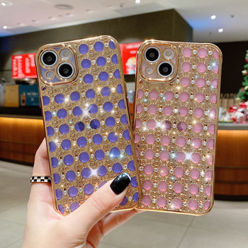 Луксозен мек силиконов диамантен калъф за iPhone 1413 11 12 Pro Max X XR XS 7 8 Plus Glitter Rhinestone Back Phone Cover funda