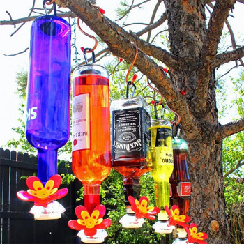 Κιτ τροφοδοσίας κολίβριο Θύρα τροφοδοσίας σε σχήμα λουλουδιών Μετατρέψτε τα ανακυκλωμένα μπουκάλια σε τροφοδότη πουλιών νερού για DIY για υπαίθρια αυλή κήπου