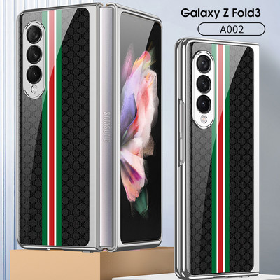 Prabangus grūdinto stiklo dėklas, skirtas Samsung Galaxy Z Fold 3 5G korpuso padengimas plastikiniu rėmu, kieto stiklo dangtelis, skirtas Galaxy Z Fold3