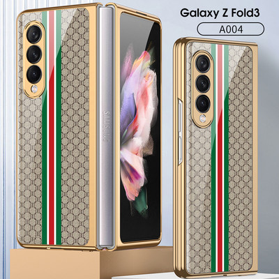Prabangus grūdinto stiklo dėklas, skirtas Samsung Galaxy Z Fold 3 5G korpuso padengimas plastikiniu rėmu, kieto stiklo dangtelis, skirtas Galaxy Z Fold3
