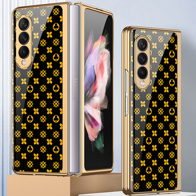 Prabangus grūdinto stiklo dėklas, skirtas Samsung Galaxy Z Fold 3 5G korpuso padengimas plastikiniu rėmu, kieto stiklo dangtelis, skirtas Galaxy Z Fold3