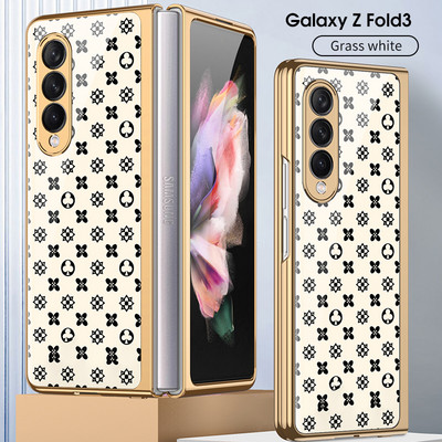 Prabangus grūdinto stiklo dėklas, skirtas Samsung Galaxy Z Fold 3 5G korpuso padengimas plastikiniu rėmu, kieto stiklo dangtelis, skirtas Galaxy Z Fold3