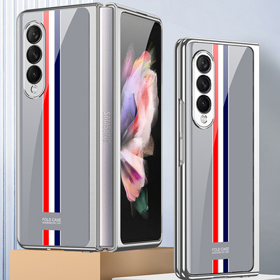 Prabangus grūdinto stiklo dėklas, skirtas Samsung Galaxy Z Fold 3 5G korpuso padengimas plastikiniu rėmu, kieto stiklo dangtelis, skirtas Galaxy Z Fold3