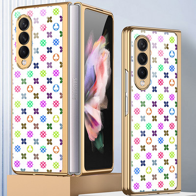 Prabangus grūdinto stiklo dėklas, skirtas Samsung Galaxy Z Fold 3 5G korpuso padengimas plastikiniu rėmu, kieto stiklo dangtelis, skirtas Galaxy Z Fold3