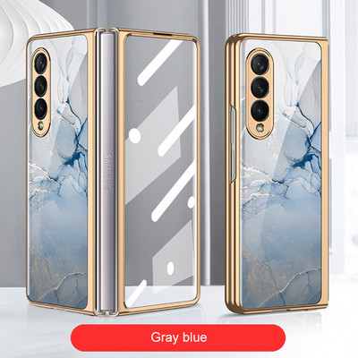 Prabangus grūdinto stiklo dėklas, skirtas Samsung Galaxy Z Fold 3 5G korpuso padengimas plastikiniu rėmu, kieto stiklo dangtelis, skirtas Galaxy Z Fold3