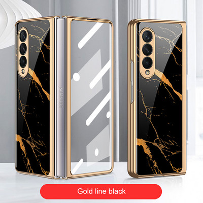 Prabangus grūdinto stiklo dėklas, skirtas Samsung Galaxy Z Fold 3 5G korpuso padengimas plastikiniu rėmu, kieto stiklo dangtelis, skirtas Galaxy Z Fold3
