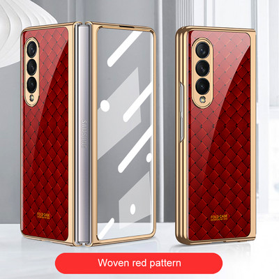 Prabangus grūdinto stiklo dėklas, skirtas Samsung Galaxy Z Fold 3 5G korpuso padengimas plastikiniu rėmu, kieto stiklo dangtelis, skirtas Galaxy Z Fold3