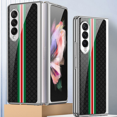 Prabangus grūdinto stiklo dėklas, skirtas Samsung Galaxy Z Fold 3 5G korpuso padengimas plastikiniu rėmu, kieto stiklo dangtelis, skirtas Galaxy Z Fold3