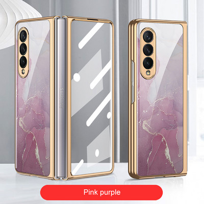 Prabangus grūdinto stiklo dėklas, skirtas Samsung Galaxy Z Fold 3 5G korpuso padengimas plastikiniu rėmu, kieto stiklo dangtelis, skirtas Galaxy Z Fold3