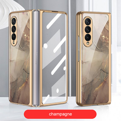 Prabangus grūdinto stiklo dėklas, skirtas Samsung Galaxy Z Fold 3 5G korpuso padengimas plastikiniu rėmu, kieto stiklo dangtelis, skirtas Galaxy Z Fold3
