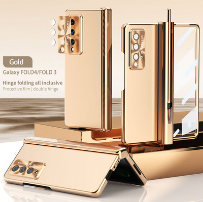 Прозрачен калъф с луксозно покритие S Pen Holder за Samsung Galaxy Z Fold 3 4 Fold4 5G Fold3 Fold 2 Fold2 с протекторно фолио за екрана