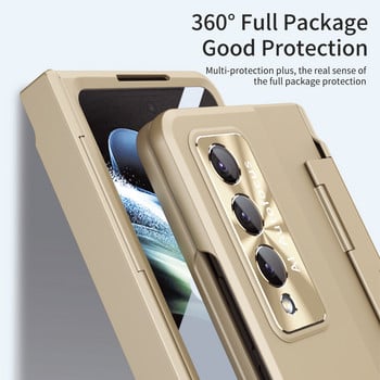 Магнитен калъф за безжично зареждане за Samsung Galaxy Z Fold 3 4 5G Matel Защита на обектива със стъклено филмово покритие за екран за Fold 4
