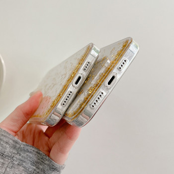 Ottwn Прозрачен калъф за телефон със златно фолио за iPhone 13 12 11 14 Pro Max X XR XS Max 7 8 14 Plus SE Защита на камерата Мек TPU заден капак