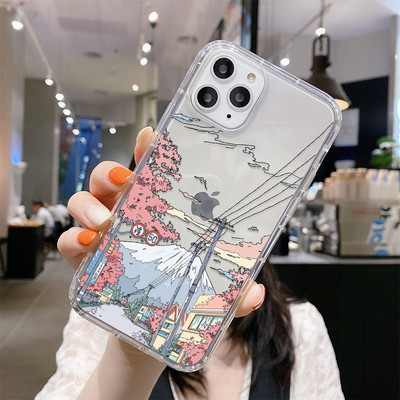 Κορεατική θήκη τηλεφώνου Sunset Scenery Funda για iPhone 13 Θήκη για iPhone 11 14 12 Pro Max XR XS Max X 7 8 Plus SE 13 Mini Soft Cover