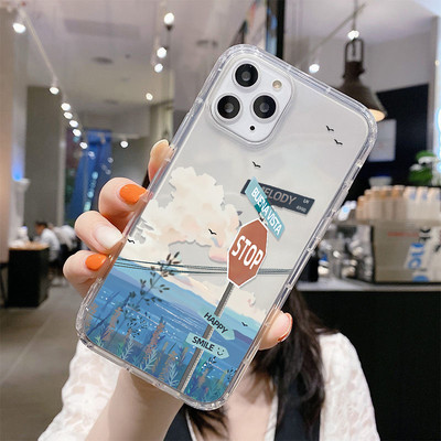 Κορεατική θήκη τηλεφώνου Sunset Scenery Funda για iPhone 13 Θήκη για iPhone 11 14 12 Pro Max XR XS Max X 7 8 Plus SE 13 Mini Soft Cover