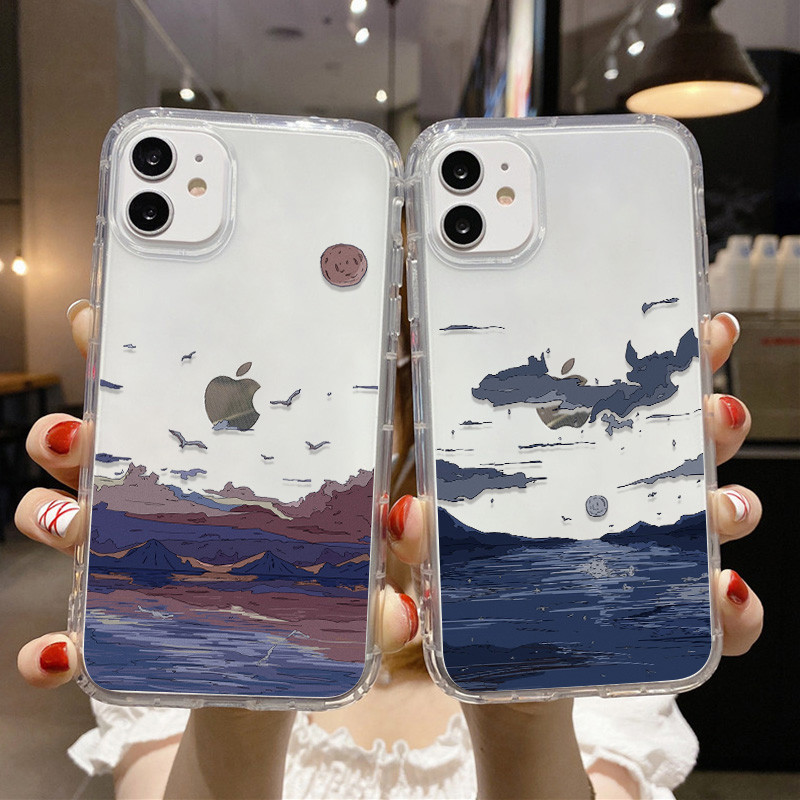 Κορεατική θήκη τηλεφώνου Sunset Scenery Funda για iPhone 13 Θήκη για iPhone 11 14 12 Pro Max XR XS Max X 7 8 Plus SE 13 Mini Soft Cover