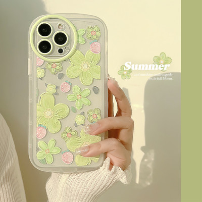 Прозрачен калъф с ягодови цветя за iPhone 11 Калъф iPhone 13 12 Pro Max XS X XR 7 8 Plus SE Мек силиконов удароустойчив калъф