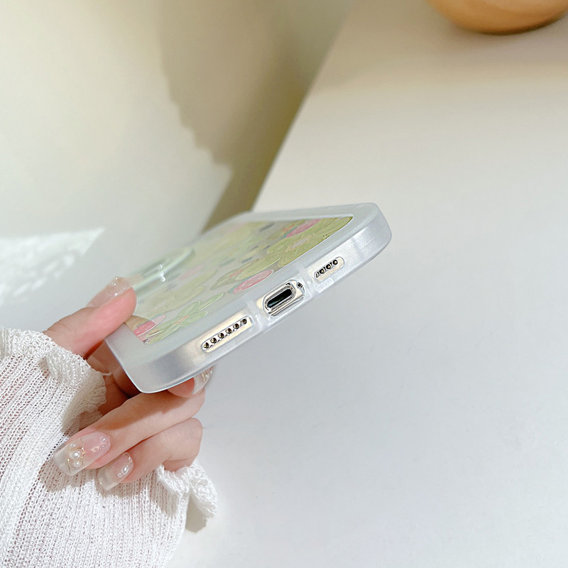 Прозрачен калъф с ягодови цветя за iPhone 11 Калъф iPhone 13 12 Pro Max XS X XR 7 8 Plus SE Мек силиконов удароустойчив калъф