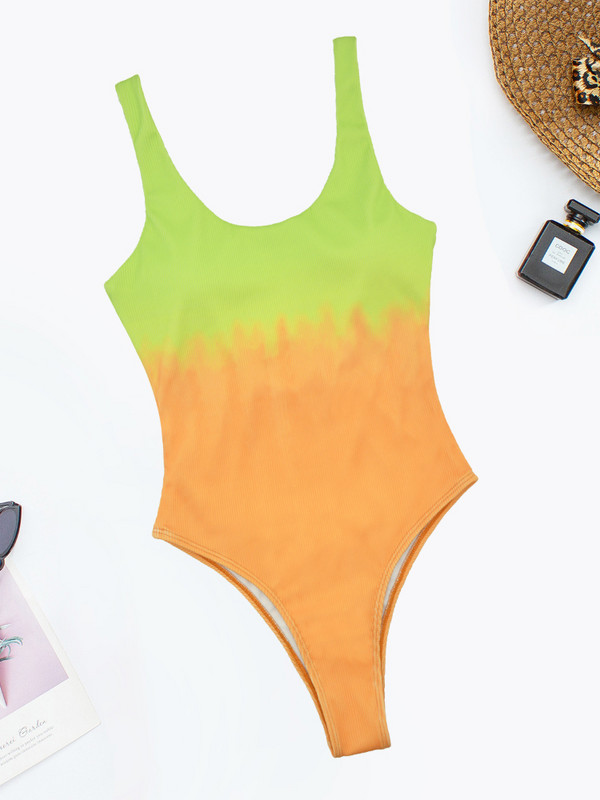 Gradient jednodijelni kupaći kostimi Tie Dye bikini rebrasti monokini kupaći kostim bez leđa Ženski kupaći kostimi Push up bodi bikini tange