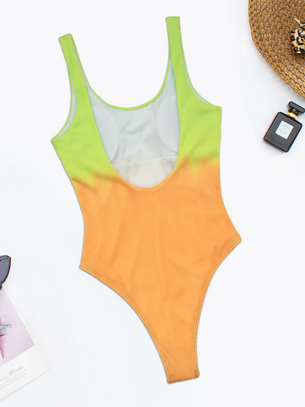 Gradient jednodijelni kupaći kostimi Tie Dye bikini rebrasti monokini kupaći kostim bez leđa Ženski kupaći kostimi Push up bodi bikini tange