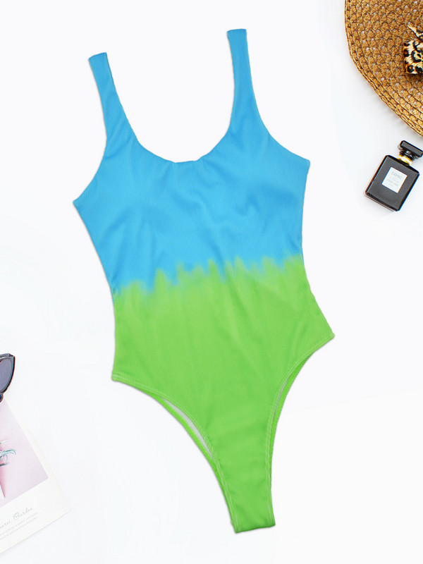 Gradient jednodijelni kupaći kostimi Tie Dye bikini rebrasti monokini kupaći kostim bez leđa Ženski kupaći kostimi Push up bodi bikini tange