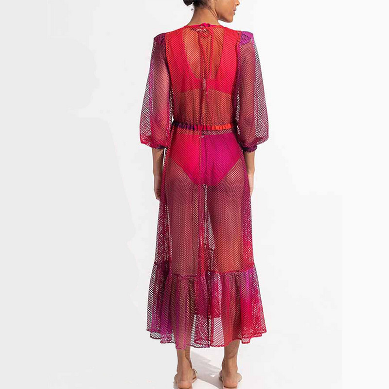 Ružičasti jednodijelni kupaći kostimi Odjeća za plažu s halterima Jednobojni izdubljeni bikiniji i pokrivala Modni kupaći kostimi dubokog v-a Ljetni bikini za kupanje