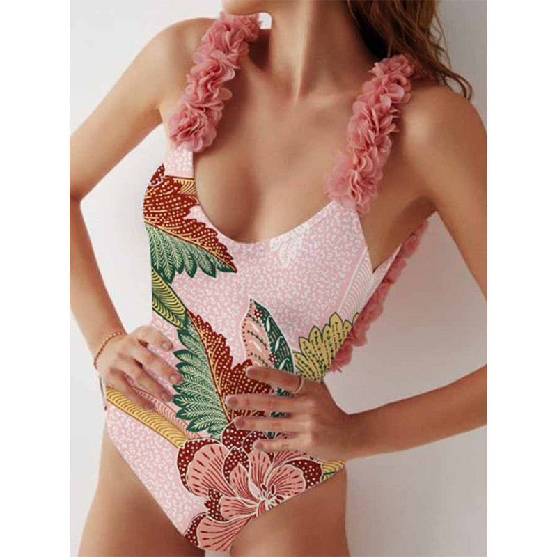 Vintage jednodijelni kupaći kostim s cvjetnim printom u boji, blagdanska haljina za plažu, dizajnerski kupaći kostim s ružičastim uzorkom, ljetna odjeća za surfanje