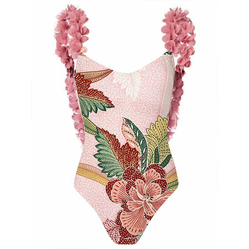 Vintage jednodijelni kupaći kostim s cvjetnim printom u boji, blagdanska haljina za plažu, dizajnerski kupaći kostim s ružičastim uzorkom, ljetna odjeća za surfanje