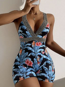 2023 Jednodijelni kupaći kostim Ženski ženski bodi duboki V Cvjetni kupaći kostim Kupaći kostim za djevojke Bandage Sportski kombinezon Odjeća