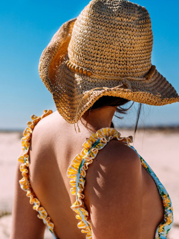 Fodros egyrészes fürdőruha, 2022-es szexi kék nyomott fürdőruha, női fűzős fürdőruha Strandruha hát nélküli monokini női body