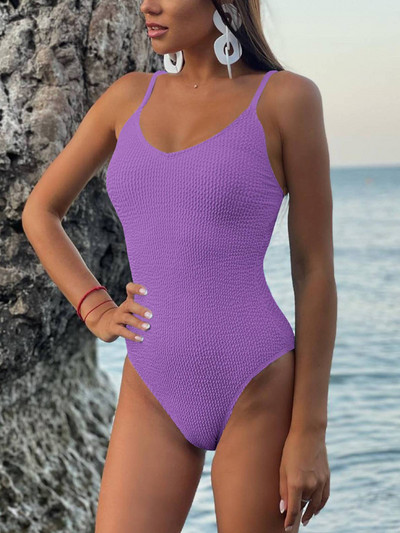 Seksi jednodijelni jednodijelni kupaći kostim, jednodijelni ženski push up bodi s lancem, brazilski kupaći kostim s teksturom monokinija, kupaći kostim za plažu