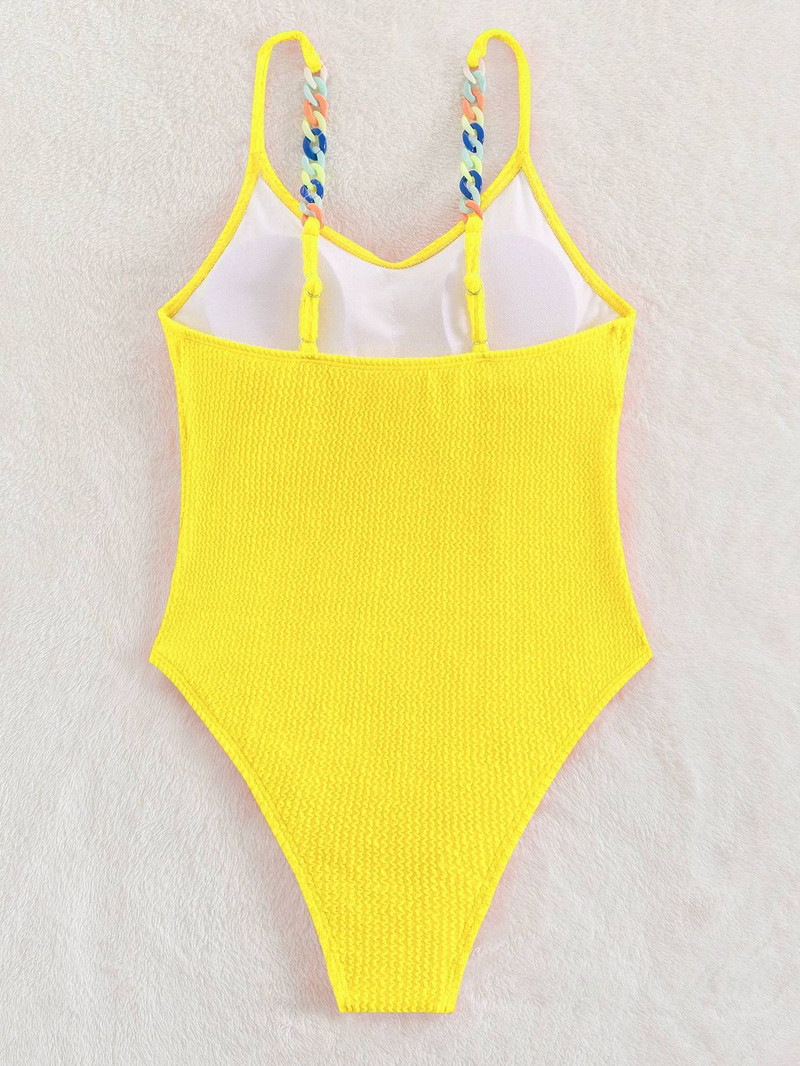 Seksi jednodijelni jednodijelni kupaći kostim, jednodijelni ženski push up bodi s lancem, brazilski kupaći kostim s teksturom monokinija, kupaći kostim za plažu