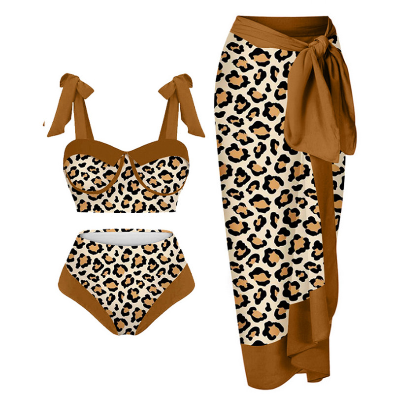 Retro ženski jednodijelni kupaći kostim Kupaći kostim za prekrivanje Retro blagdanska haljina za plažu Suknja s leopard printom Ljetna odjeća za surfanje Kupaći kostim