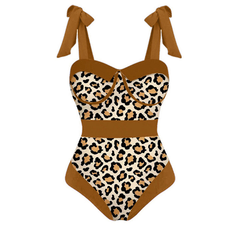 Retro ženski jednodijelni kupaći kostim Kupaći kostim za prekrivanje Retro blagdanska haljina za plažu Suknja s leopard printom Ljetna odjeća za surfanje Kupaći kostim
