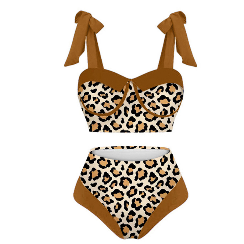 Retro ženski jednodijelni kupaći kostim Kupaći kostim za prekrivanje Retro blagdanska haljina za plažu Suknja s leopard printom Ljetna odjeća za surfanje Kupaći kostim