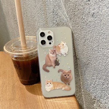 Прозрачен калъф за телефон Kawaii Orange Cat за Samsung S22 S21 Ultra S21 plus S20 S10 A21S A50 A51 A52 A72 A70 Note 9 10 20 Сладко покритие