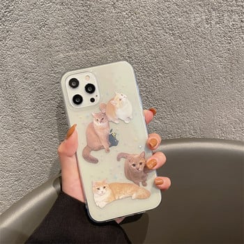 Прозрачен калъф за телефон Kawaii Orange Cat за Samsung S22 S21 Ultra S21 plus S20 S10 A21S A50 A51 A52 A72 A70 Note 9 10 20 Сладко покритие