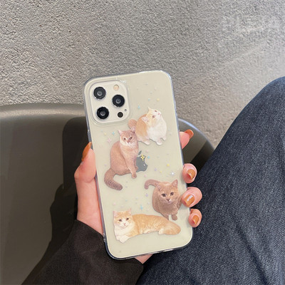 Καθαρή θήκη τηλεφώνου Kawaii Orange Cat για Samsung S22 S21 Ultra S21 plus S20 S10 A21S A50 A51 A52 A72 A70 Note 9 10 20 Cute Cover