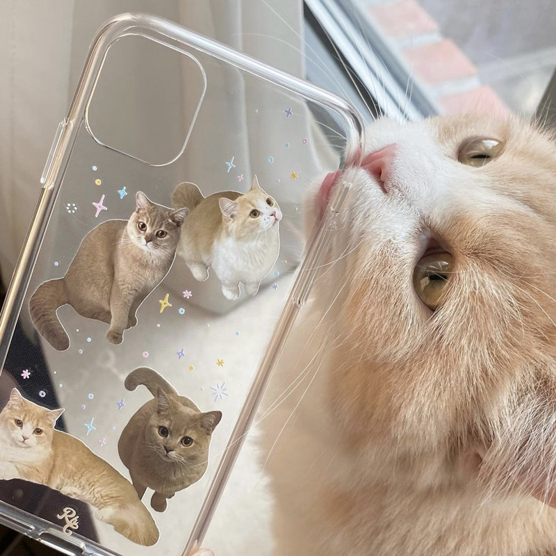 Kawaii Orange Cat prozirna maska za telefon za Samsung S22 S21 Ultra S21 plus S20 S10 A21S A50 A51 A52 A72 A70 Note 9 10 20 Slatka maska