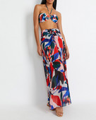 Dvodijelni kupaći kostim i suknja s modnim printom, seksi kupaći kostim s halterima na vezivanje, kupaći kostim s visokim strukom, ljetni kupaći kostim bez leđa