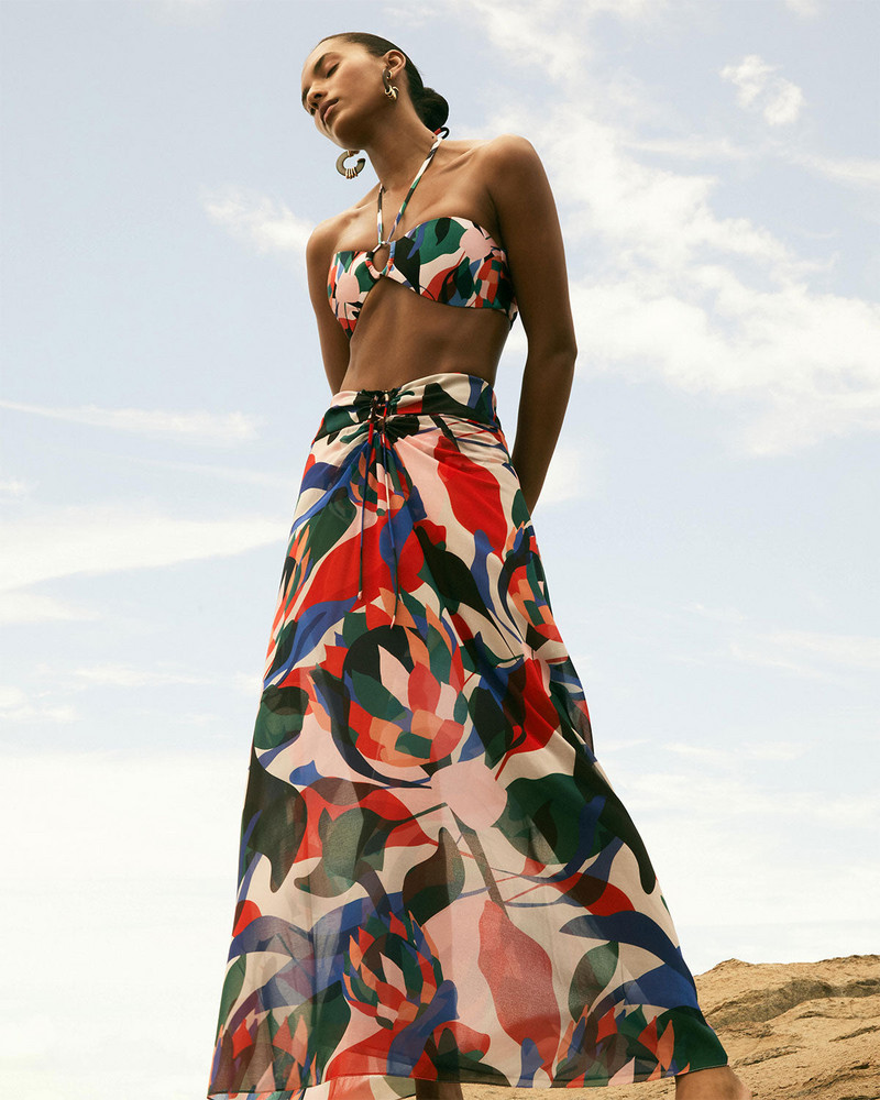 Dvodijelni kupaći kostim i suknja s modnim printom, seksi kupaći kostim s halterima na vezivanje, kupaći kostim s visokim strukom, ljetni kupaći kostim bez leđa