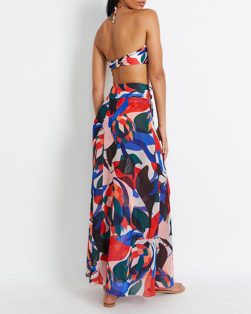 Dvodijelni kupaći kostim i suknja s modnim printom, seksi kupaći kostim s halterima na vezivanje, kupaći kostim s visokim strukom, ljetni kupaći kostim bez leđa